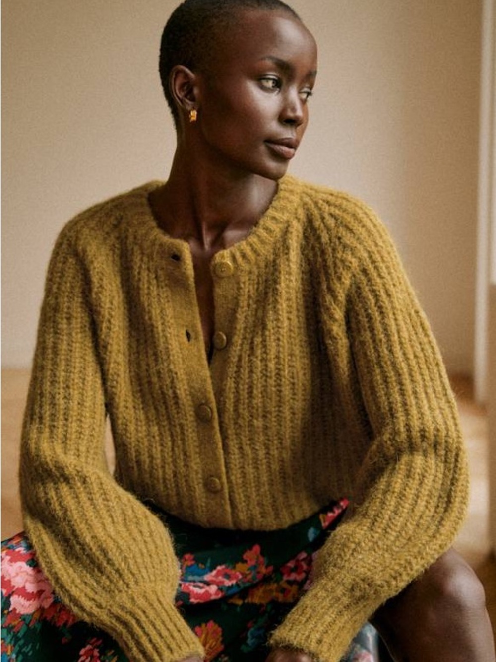 Sezane Emile Cardigan Olive Green